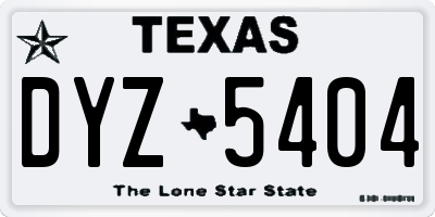 TX license plate DYZ5404