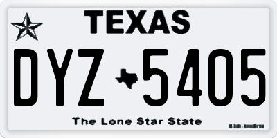 TX license plate DYZ5405