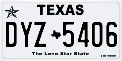 TX license plate DYZ5406