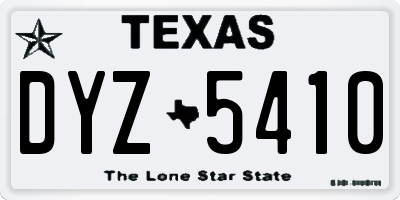 TX license plate DYZ5410