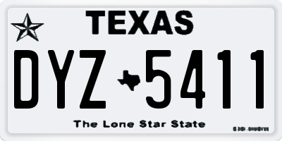 TX license plate DYZ5411