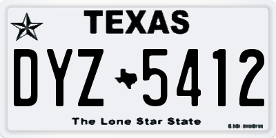 TX license plate DYZ5412