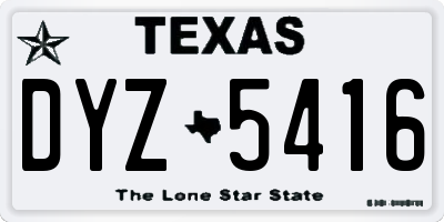 TX license plate DYZ5416