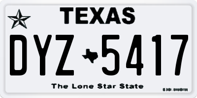 TX license plate DYZ5417