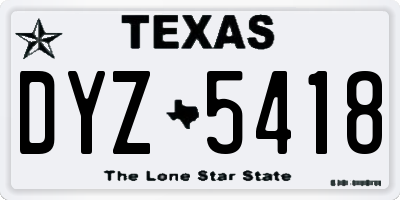 TX license plate DYZ5418