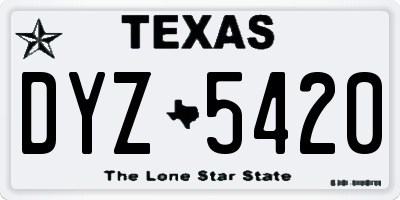 TX license plate DYZ5420