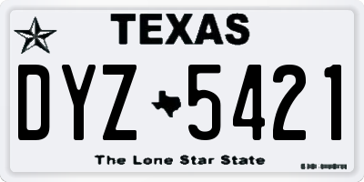 TX license plate DYZ5421