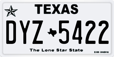 TX license plate DYZ5422