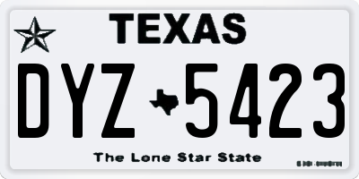 TX license plate DYZ5423