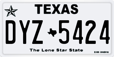 TX license plate DYZ5424