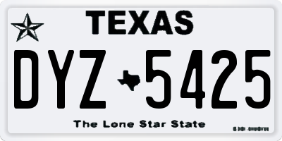 TX license plate DYZ5425