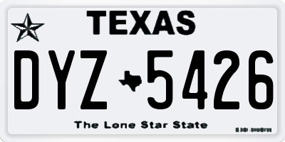 TX license plate DYZ5426