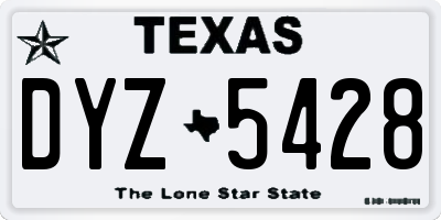 TX license plate DYZ5428