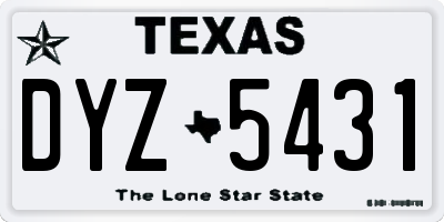TX license plate DYZ5431