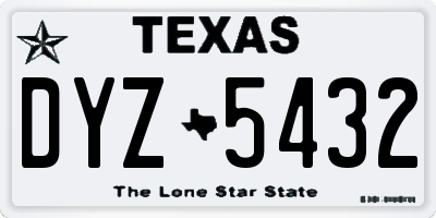 TX license plate DYZ5432