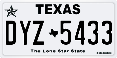 TX license plate DYZ5433