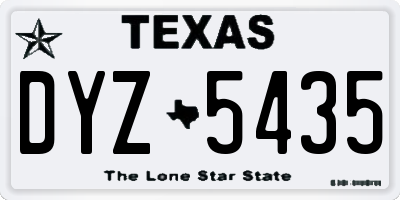 TX license plate DYZ5435