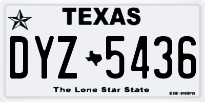 TX license plate DYZ5436
