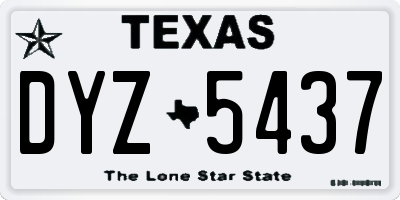 TX license plate DYZ5437