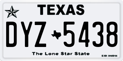 TX license plate DYZ5438