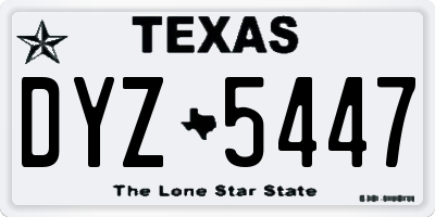 TX license plate DYZ5447