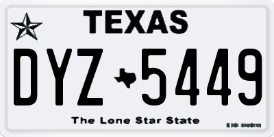 TX license plate DYZ5449