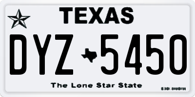 TX license plate DYZ5450
