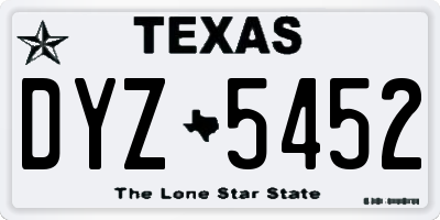 TX license plate DYZ5452