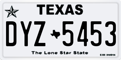 TX license plate DYZ5453