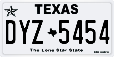 TX license plate DYZ5454