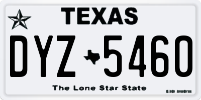 TX license plate DYZ5460