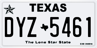 TX license plate DYZ5461