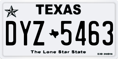 TX license plate DYZ5463
