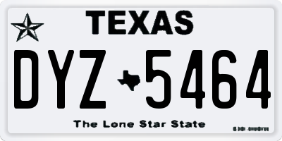 TX license plate DYZ5464