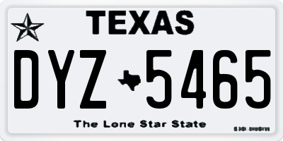 TX license plate DYZ5465