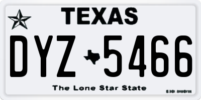 TX license plate DYZ5466