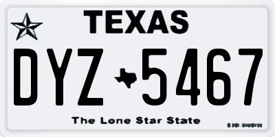TX license plate DYZ5467