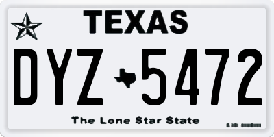 TX license plate DYZ5472