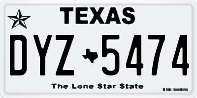 TX license plate DYZ5474