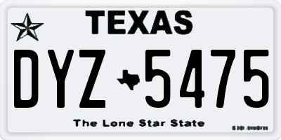 TX license plate DYZ5475