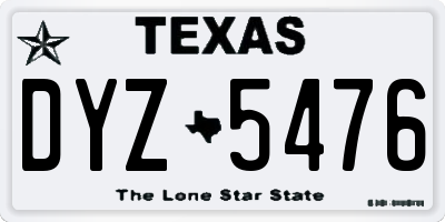 TX license plate DYZ5476