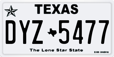 TX license plate DYZ5477