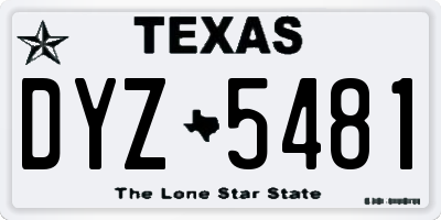TX license plate DYZ5481