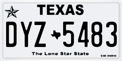 TX license plate DYZ5483