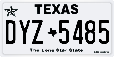 TX license plate DYZ5485