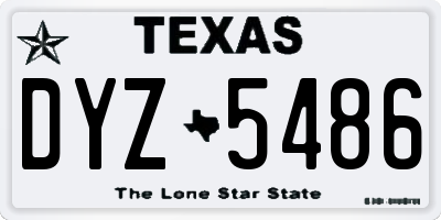 TX license plate DYZ5486