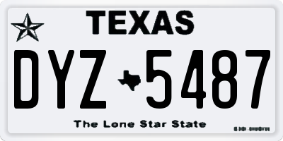 TX license plate DYZ5487