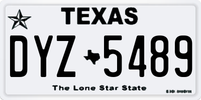 TX license plate DYZ5489