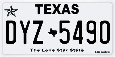 TX license plate DYZ5490