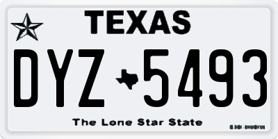 TX license plate DYZ5493